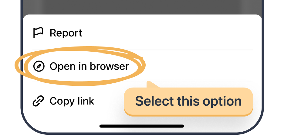 Step 2 - Select Open in browser